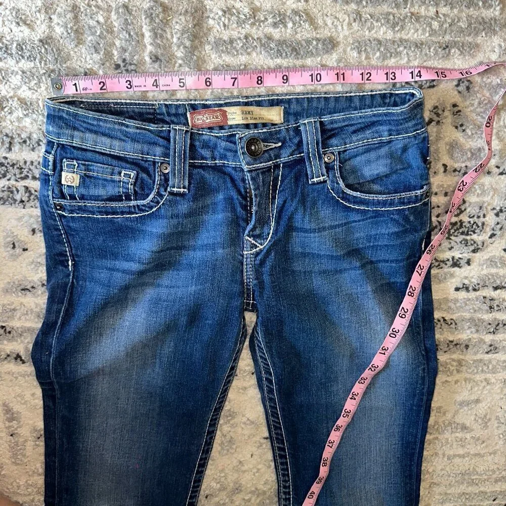 Big Star Remy Low Rise Women's Jeans Size 27 Long Dark Blue Bootcut Vintage - Picture 7 of 15